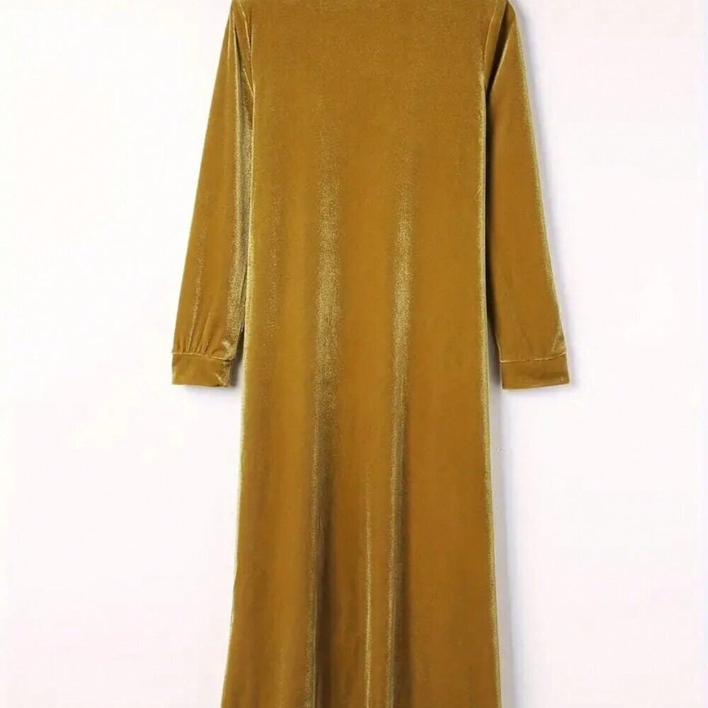Gold Casual Women's Plush Mid-Length Coat - Picture 4 of 7